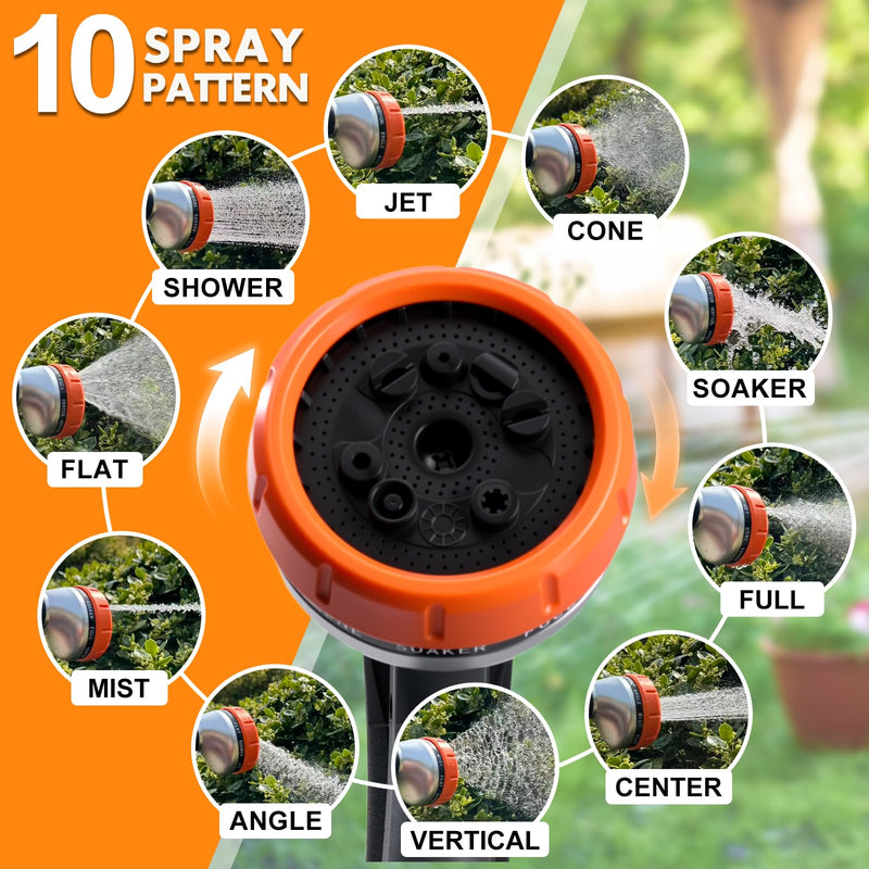 Garden Hose Nozzle,Hose Spray Nozzle with Water Volume Control Valve,High Pressure Water Hose Nozzle Sprayer with Adjustable 10 Patterns for Plants & Lawns Watering,Car Washing and Pet Showering