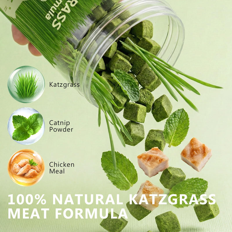 Cat Grass Treats for Indoor Cats - Freeze Dried Cat Grass Crunchy Snacks for Hairball Control and Digestive Support - Natural Kitty Grass Supplement - 4.23 oz 4.23 Ounce (Pack of 1)