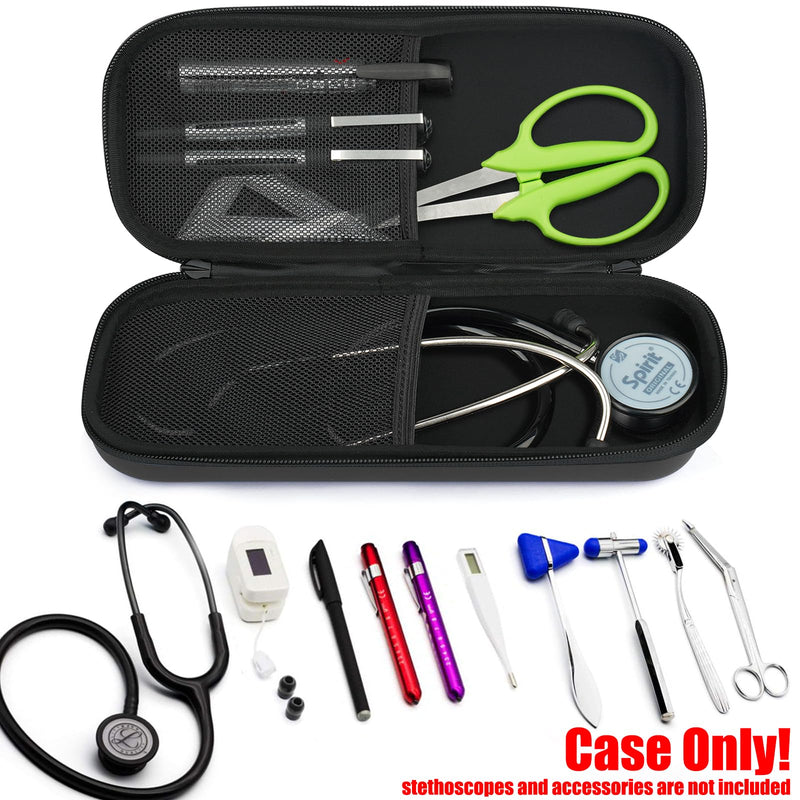 Stethoscope Case for 3M Littmann,Stethoscope Carrying for MDF Acoustica Deluxe Stethoscopes,Stethoscope Travel Holder for Nurse Accessories Black PU-Black