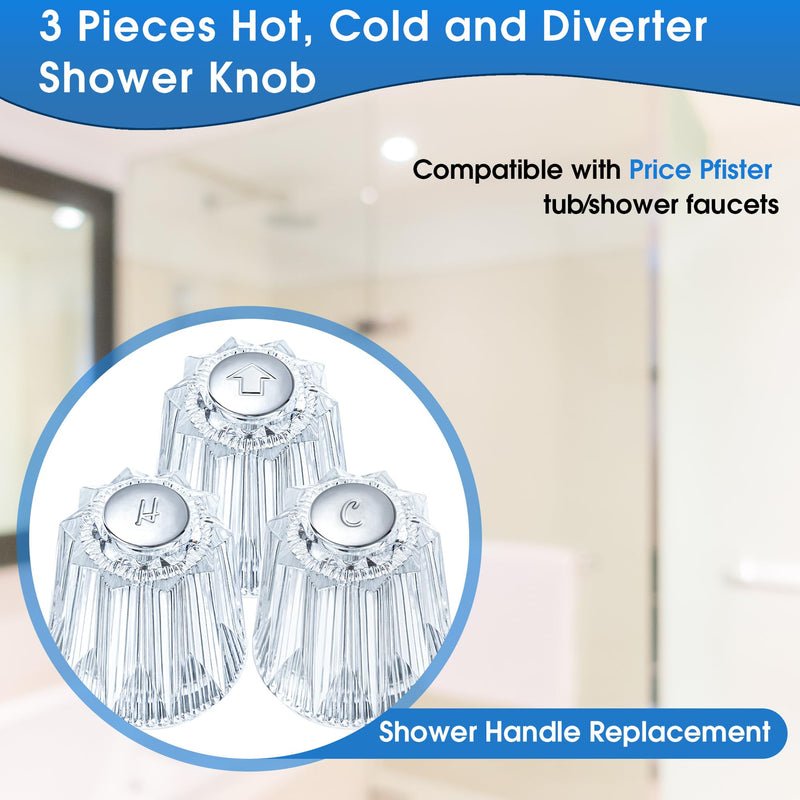 Enhon Shower Faucet Handle Replacement Set, Compatible with Price/Pfister Tub and Shower Faucets, Tub Spout Without Diverter and 3 Pieces Hot Cold and Diverter Knob Replacement(Classic Style) Classic