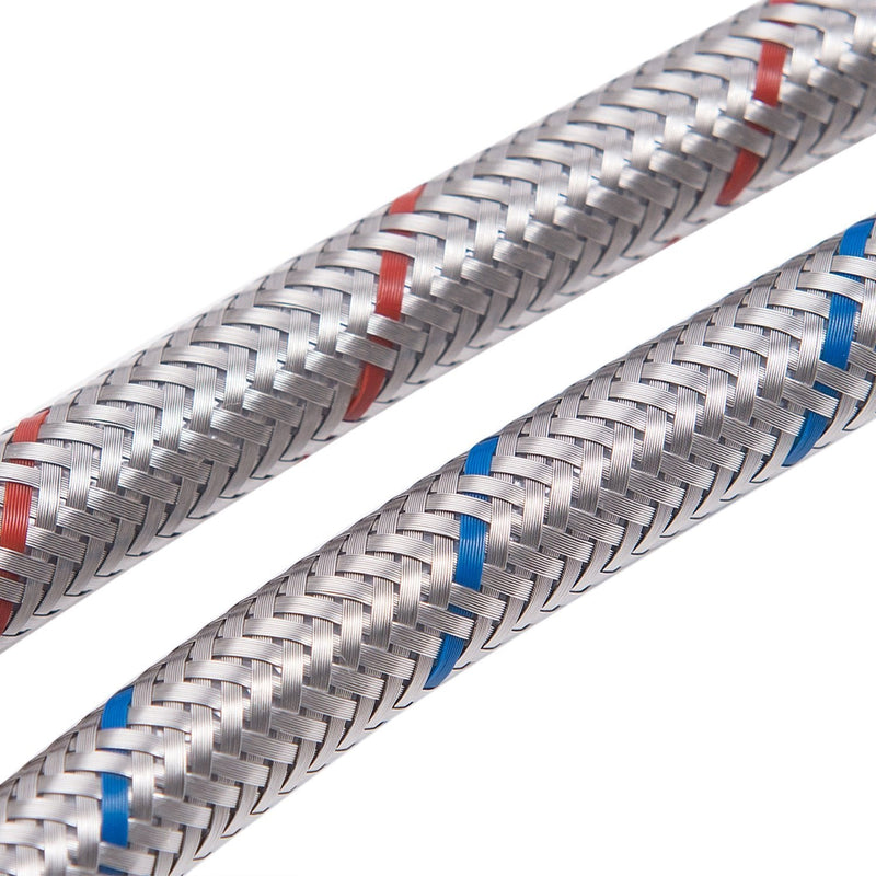 GGStudy 24-Inch Faucet Connector Braided Stainless Steel Supply Hose 3/8-Inch Female Compression Thread x M10 Male Connector One Pair 24inch