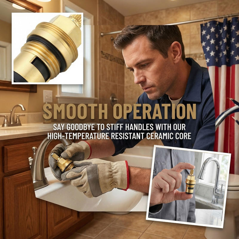 Ceramic Faucet Cartridge, Compatible with Grohe 45882000 45883000, 1/2" Brass Hot & Cold Water Cartridge, Replacement Assembly for Kitchen Bathroom Shower Faucet,(2 Pack)