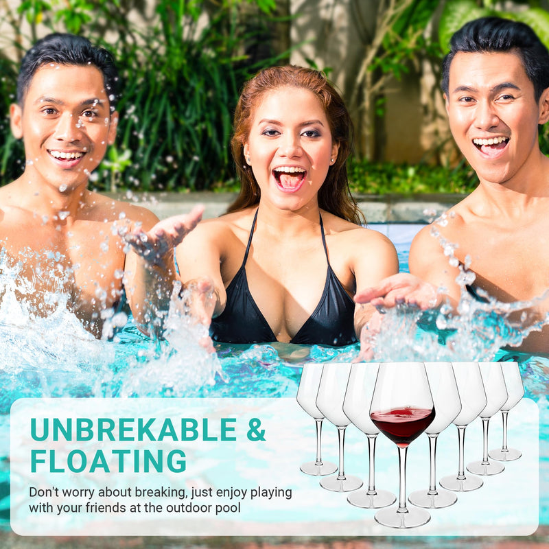 MICHLEY Unbreakable Stemmed Wine Glass 100% Tritan Plastic Dishwasher available Glassware 15 oz, Set of 6 Red Bordeaux 6 Count (Pack of 1)