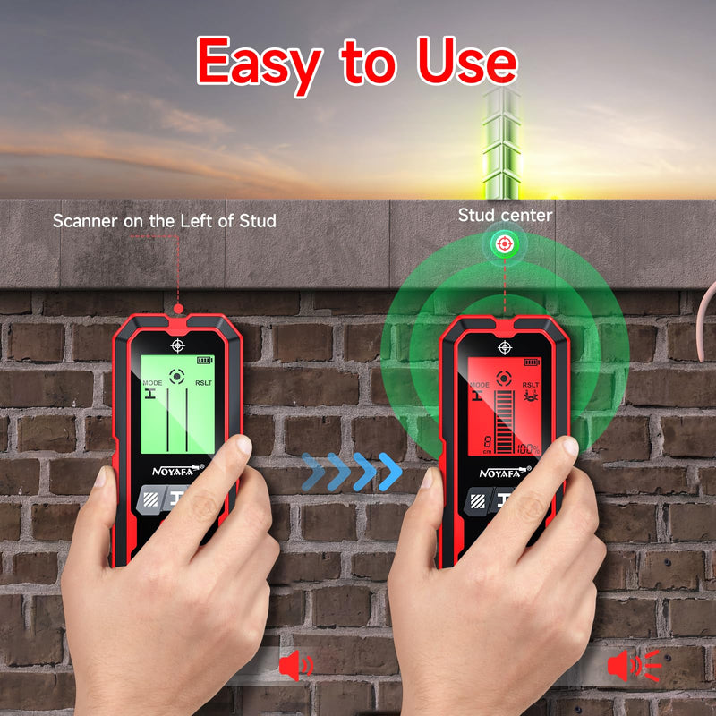 NOYAFA Stud Finder Wall Scanner,5-in-1High Precision Stud Finder for Wood AC Live Wire Metal Magnetic Studs Detection, HD LCD Display, Automatic Calibration, Audio Alarm, IP54 Waterproof