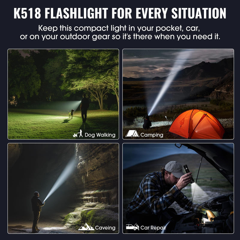 Banral Rechargeable Tactical Flashlights, High Lumens Small Mini USB-C LED Flashlight, Compact EDC Flash Light, 4 Modes&Memory Function, Waterproof Pocket Lights for Home,Camping,Emergency,Car,Hiking Black 2