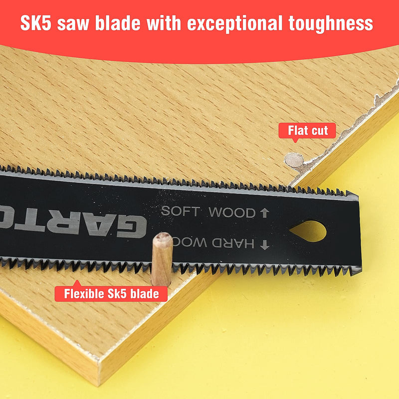 GARTOL 2-Piece Japanese Hand Saw Set, 6-Inch Flush Cut & Double-Edged Ryoba Saw, Precision Woodworking Tools, SK5 Flexible Blade & Wooden Handle for DIY, Woodworking, Furniture Making & Carpentry HS-2P