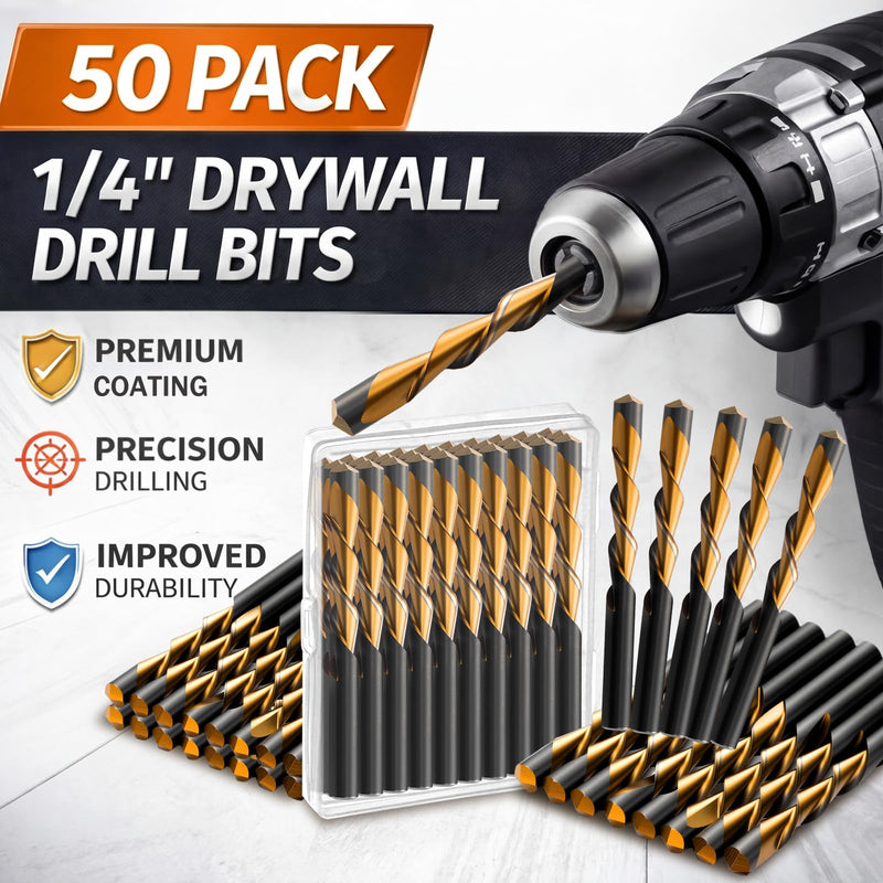 Tondiamo 50 Pcs Drywall Cut Out Bit 1/4 Inch Guide Point Cutting Router Bits Tools for Use with Spiral Saw