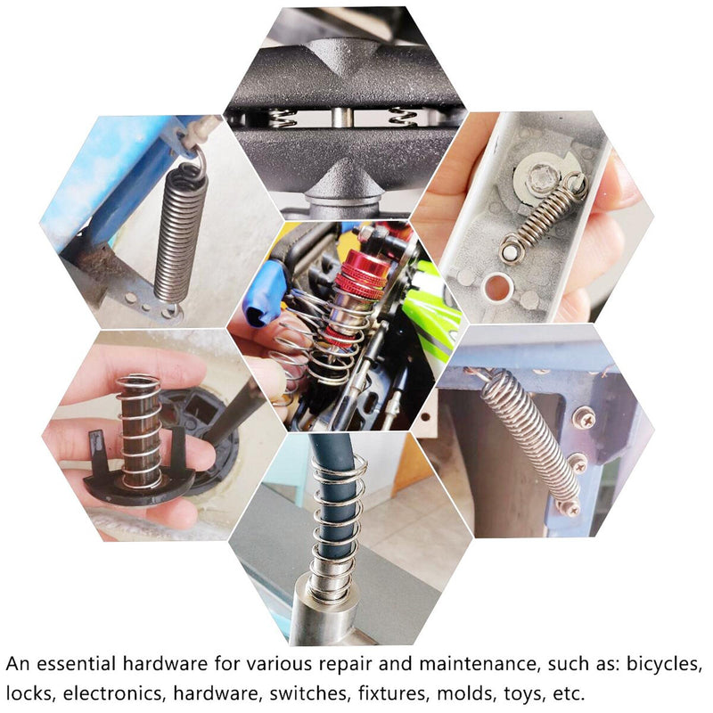 200pcs Compression & Extension SpringAssortment Set, Small Metal Loose Steel Coil Springs Assortment Kit AssortedW/Plastic Storage Box