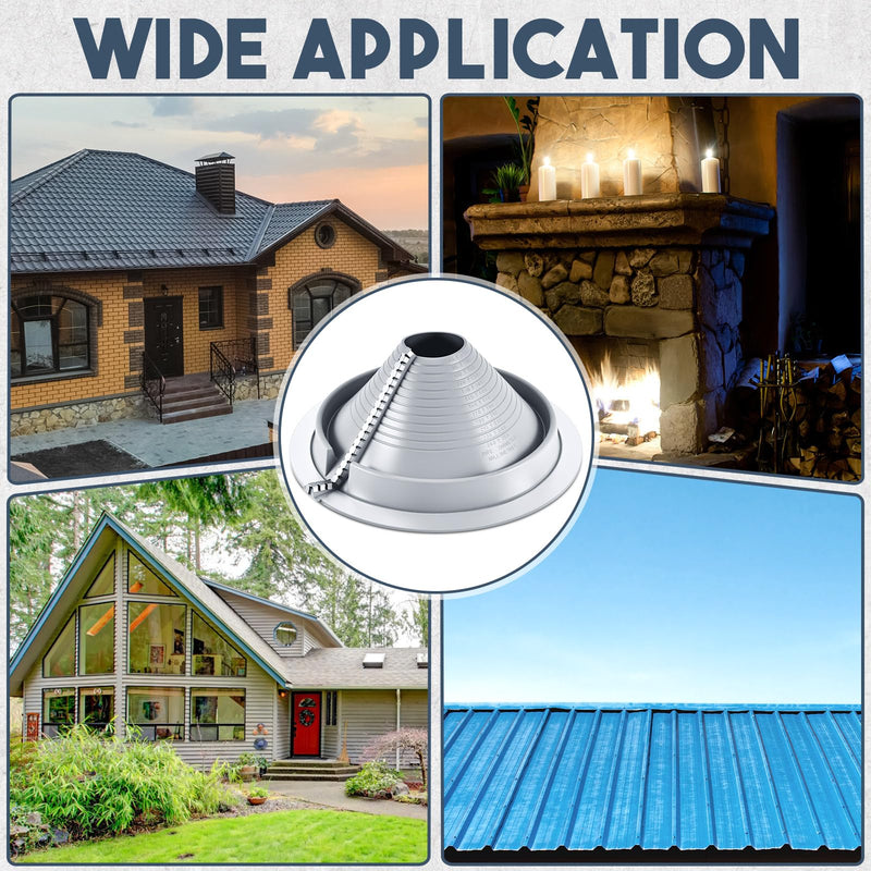1 Pack #3 Epdm Roof Pipe Flashing Boots 3-1/4" - 10" Pipe Flexible Metal Roof Vent Pipes Flashing, Retrofit Roofs Jack Boot with Aluminum Base for Metal Roofs Repair 1 Pipe Diameter 3-1/4" - 10"
