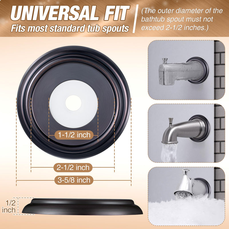 Dreyoo Metal Tub Spout Cover Ring, Tub Spout Remodel Ring, Tub Spout Trim Plate Ring with 1 Pcs Foam Gasket, 1-1/2 Inch ID and 3-5/8 Inch OD (Oil Rubbed Bronze) Oil Rubbed Bronze