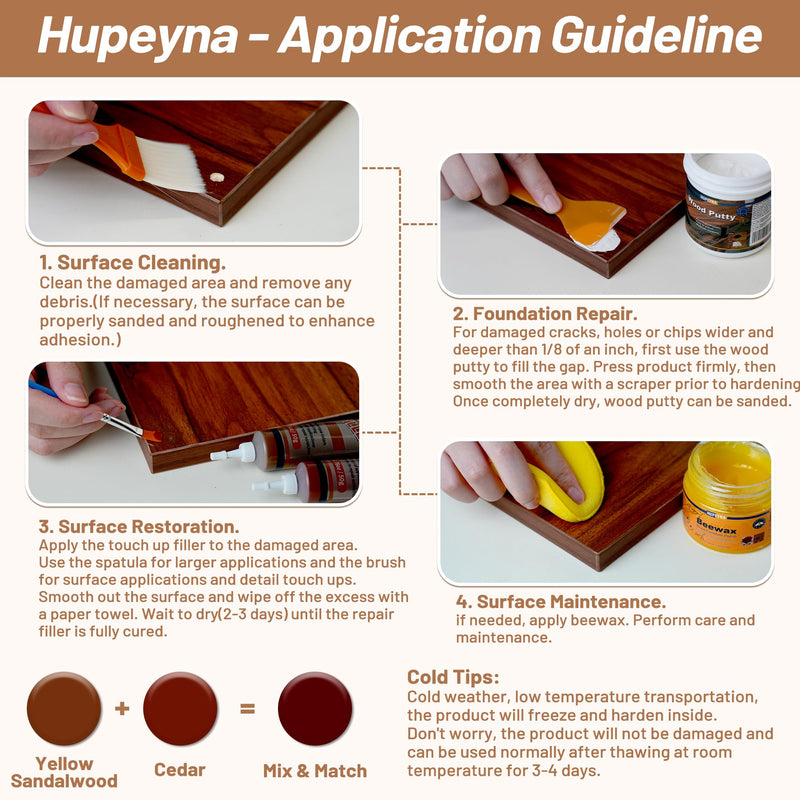 Wood Repair Kit, Wood Furniture Repair Kit, Wood Filler, Wood Putty and Beeswax- Repair Stains, Scratch, Cracks, Hole, Discoloration for Wooden Door, Table, Cabinet, Bed, Floor (Brown Series) Brown Series