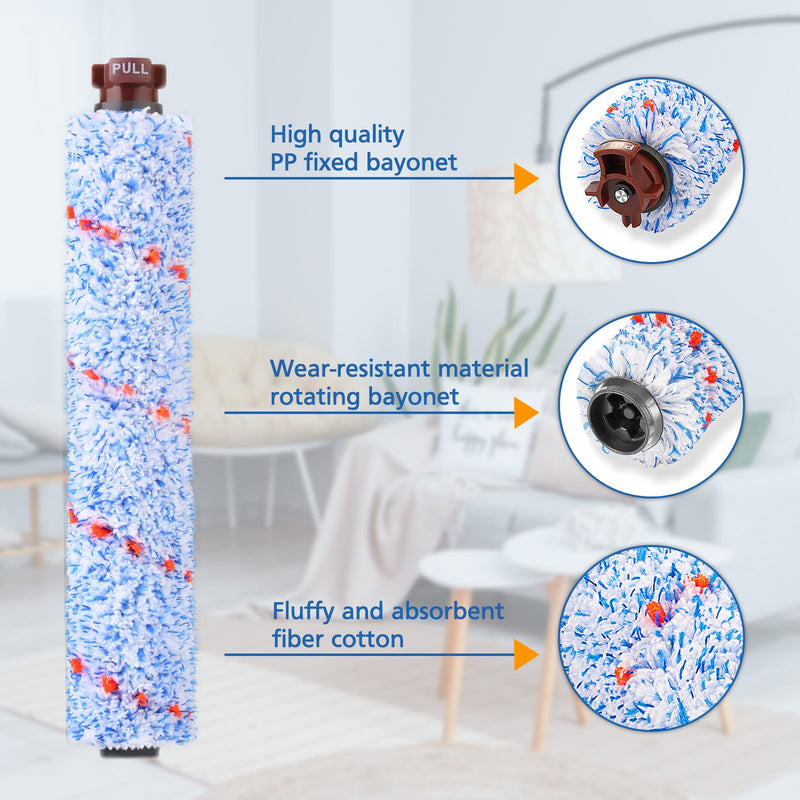 JORAIR Replacements Compatible with Bissell CrossWave, 3 Multi-Surface Brush Roll 1868 + 3 Vacuum Filter 1866 Vacuum Filter, Compare to Part 1608683, 160-8683, 1608684 3 Brush Rolls + 3 Filters