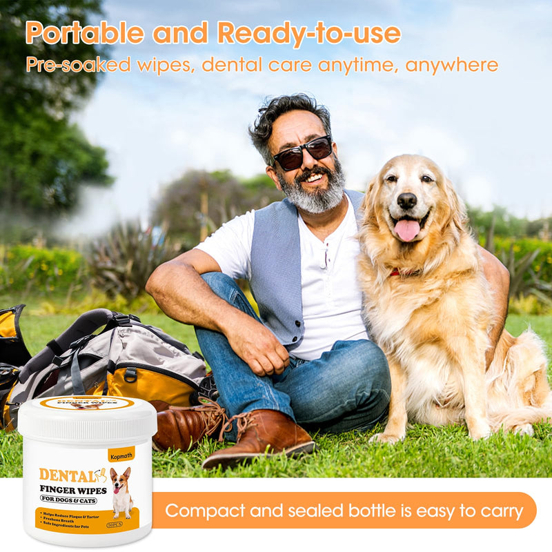 Dog Dental Wipes, Dog Teeth Cleaning Finger Wipes, Reduce Plaque & Tartar, Freshen Breath, Safe Natural Pet Dental Care Finger Wipes for Dog & Cat, Portable & Disposable Dog Tooth Wipes, 50 Ct 50 Count - PawsPlanet Australia
