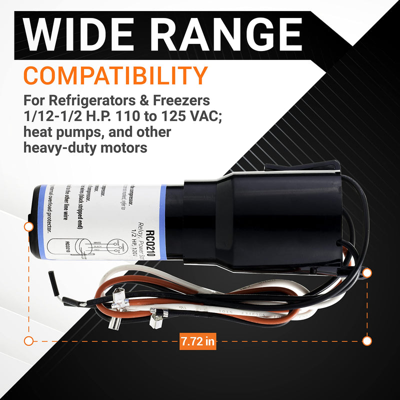 BlueStars Ultra Durable RCO210 3 in 1 Hard Start Capacitor Replacement - RSC Series Solid State Relay Overload & Start Capacitor Combination - 1/3-1/2 H.P. 115VAC
