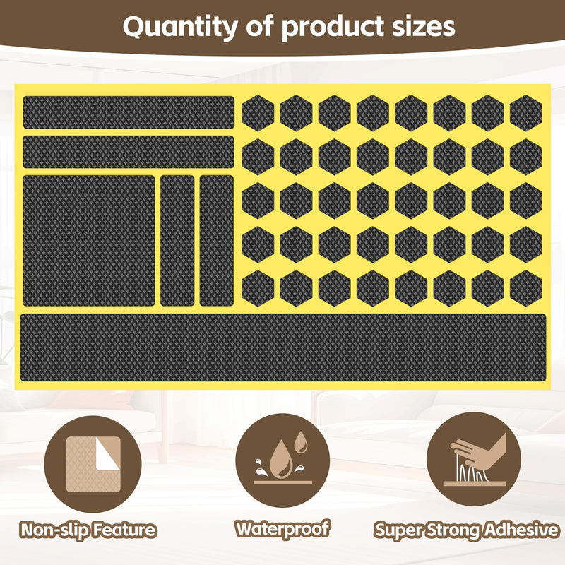 Rubber Grip Tape Kit, Durable Non-Slip Tape with 92 Customizable Pre-Cut Strips, Ideal for Increasing Friction and Comfortable on Phones, Cups, Tool Handles, and Game Controllers.(2Pack, Black) 2