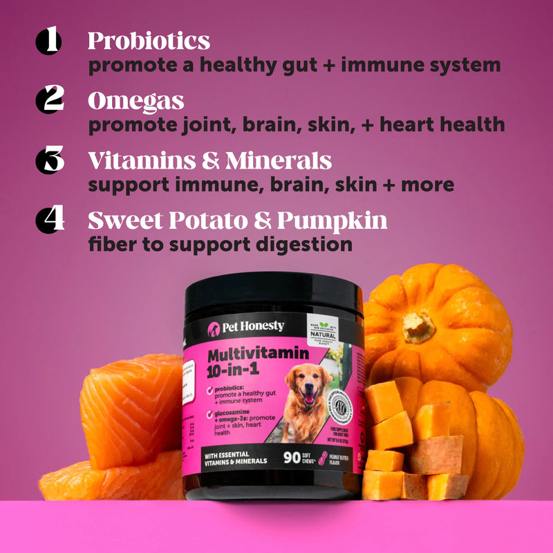 Multivitamin for Dogs + Dental Powder Virtual Bundle for Teeth Cleaning & Plaque Removal, Glucosamine, Probiotics, Omega Fish Oil, Vitamins for Skin, Coat, and Allergies