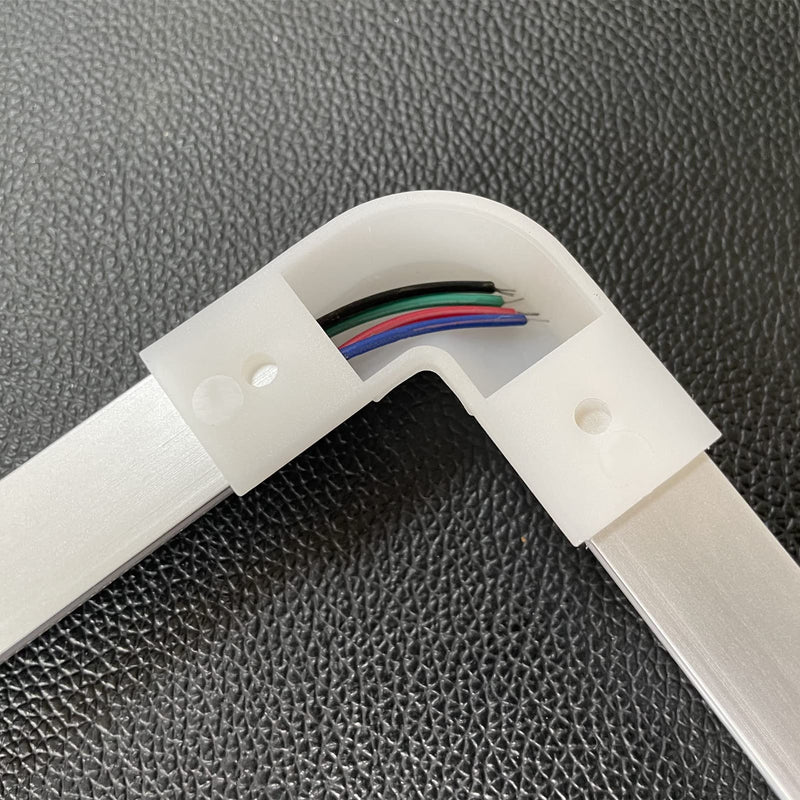8-Pack 16MM Wide V Shape LED Strip Channel 90 Degree White Connector,Under Cabinet 45 Curved Cover profile Corner Kit,Inner Right Angle Turning link Solution With Mounting Kit (White)