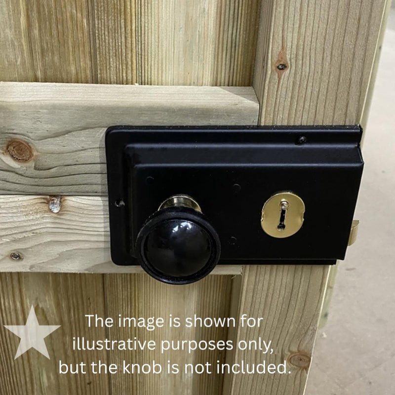 Infinity Decor Fluted Epoxy Black Rim Lock Latch Set – Traditional Cast Iron Locks Security for Garden Gates and External Sheds Doors