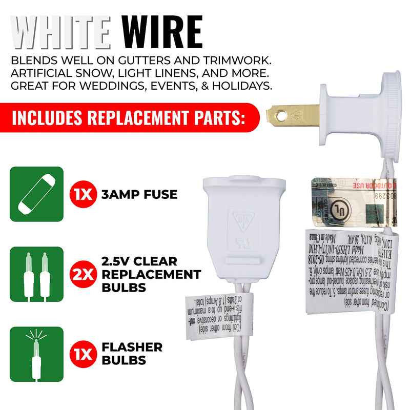 612 Vermont 50 Clear Christmas Lights on White Wire, UL Approved for Indoor/Outdoor Use, 9 Foot of Lighted Length, 11 Foot of Total Length 1 50 Light