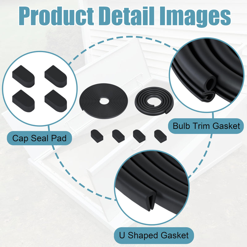 Basement Door Weatherstrip Kit (1 x U Shaped Gasket, | 1x Bulb Trim Gasket, 4 x Cap Seal Pad) Fits Bilco and Gordon Cellar Doors, Basement Door Seal Kit