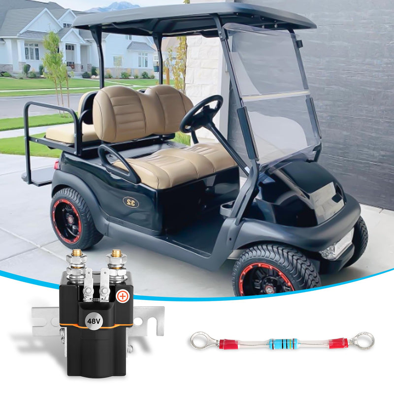 10L0L Golf Cart 48V Solenoid Assembly for Golf Cart Club Car DS (1995 Up) Precedent (2000 Up) 4 Terminals with Solenoid Resistor Replace Part 101908701 1014947