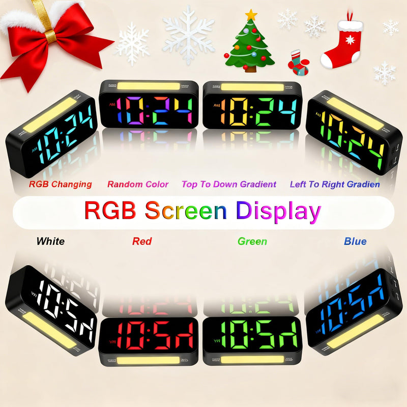 Loud Alarm Clocks for Bedrooms Heavy Sleepers, Plug-in Digital Bedside Clock with Night Light, Large Display, Dual Alarm, Snooze, Dimmable for Kids Teens Boys Girls Rgb