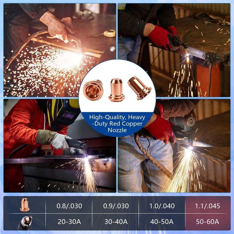 23PCS IPT60 Plasma Cutter Torch Consumables Kit,.045''Plasma Cutter Accessories for CUT55 NON-HF, CUT55 MP, CUT60 Non-HF, with Nozzle, Electrode, Shield Caps, Stand Off, Swirl Ring, Fit 50-60A Current .045"