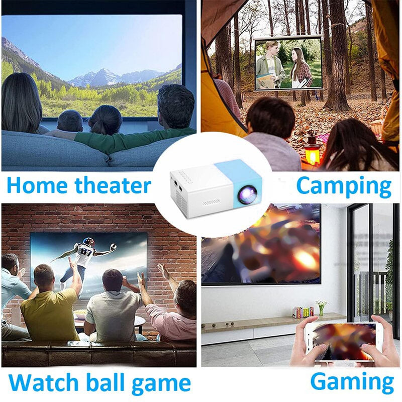 Mini Projector, 1080P Full HD Portable Movie Projector with Multiple Ports, Defend Visual Weak Light Strength, Compact Design, for Bedroom Traveling (US Plug) US Plug
