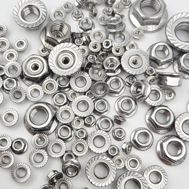 129Pcs Hex Flange Nuts Assortment Kit Stainless Steel 304(18-8) M3 M4 M5 M6 M8 M10 M12 Metric Hex Nuts - NewNest Australia