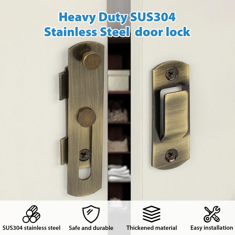 Alise 4 inch Flip Latch Gate Latches, Safety Door Lock for Barn Wood Fence Sliding French Doors,Heavy Duty SUS304 Stainless Steel Gate Hardware Bronze MS9500-Q