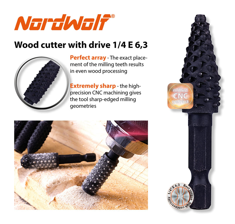 NordWolf 10-Piece Rotary Burr Wood Carving Rasp Files Set, with 1/4" Hex Shank for Wood & Rubber Deburring, Shaping and Grooving - NewNest Australia