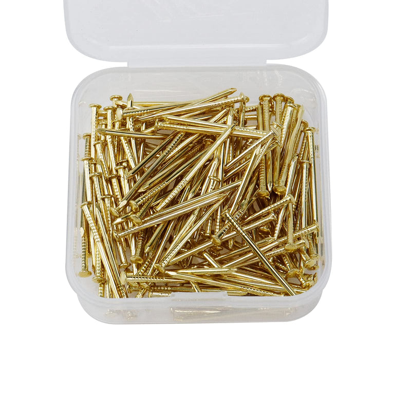 150PCS 1Inches Small Iron Nails,Brass Plated Nails,Flat Head Nails Gold,Small Nails for Picture Hanging 1 Inch,1.02×0.11×0.11Inches