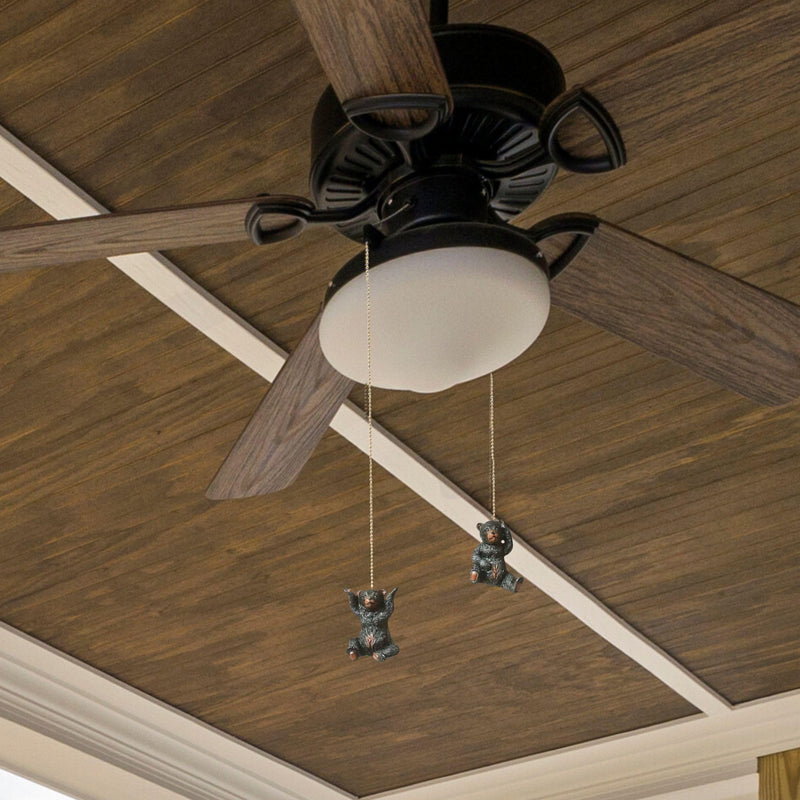 BestGiftEver Ceiling Fan Pull Chain Ornament with a Pair of Adorable Black Bears - Rustic Cabin Decorative Fan Pull Chain for Lodge Nature Lovers, and Wildlife Enthusiasts