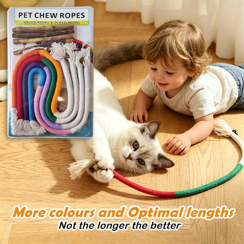 Cat Teeth Cleaning Chew Toys,Cat Chew Ropes 4Pcs,Natural Cat Chew Sticks 4Pcs