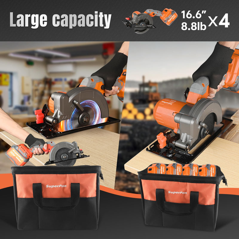 15-Inch Heavy Duty Tool Bag, Portable Empty Tool Box Organizer Storage, Toolbox Organization, Soft Handle Carrying Toolbag with Large Zipper, 40lb (Orange)