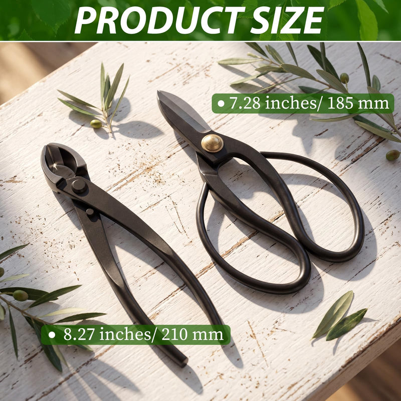 2 Pack Garden Scissors, Stainless Steel Bonsai Pruning Shears with Comfy Grip Handle, Multipurpose Trimming Shears for Bonsai, Herbs, Flowers, Home, Office (Floral Scissors Set) Floral Scissors Set