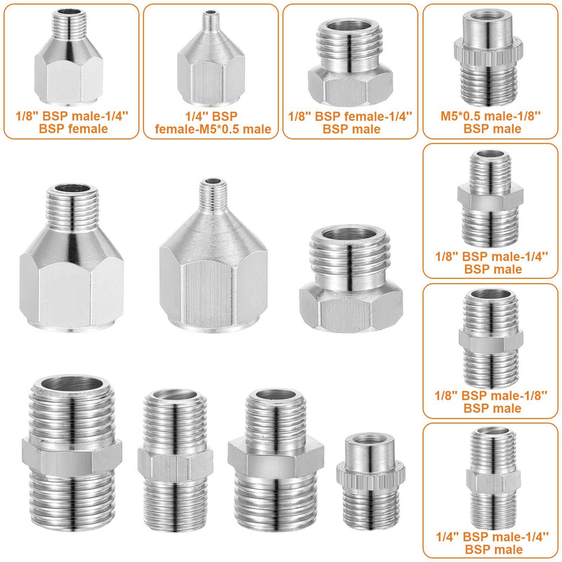 14 Pieces Airbrush Adapter Set Airbrush Quick Release Coupling Disconnect Adapter Kit Airbrush Quick Release Disconnect Fitting Connector Set Female Connectors for Air Compressor and Airbrush Hose