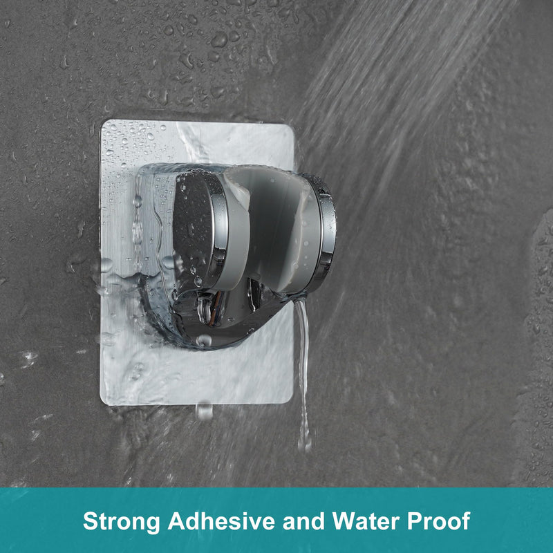 Strong Adhesive and Waterproof Shower Head Holder for Handheld Showerhead Adjustable No Drilling Wall Mount Bracket for RV Kids Bathroom Shower,Fix Firmly and Use Conveniently 1 Silver
