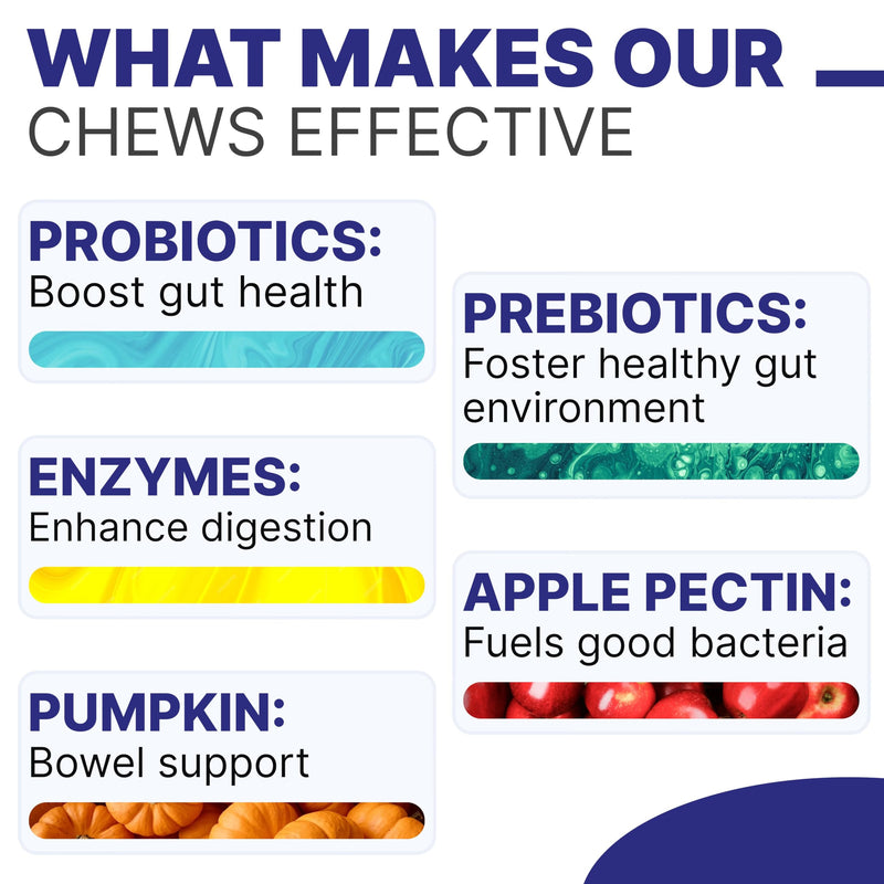 Probiotic Chews with Digestive Enzymes, Probiotics, Prebiotics - 120 Chews - Aids in Stool Quality, Gas, Constipation, Diarrhea Relief - Grilled Chicken - PawsPlanet Australia