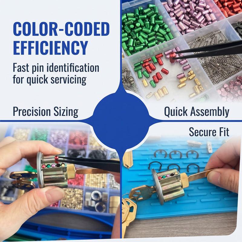 KW1 Rekey Kit, Color-Coded Pin Set for Lock Cylinder Maintenance