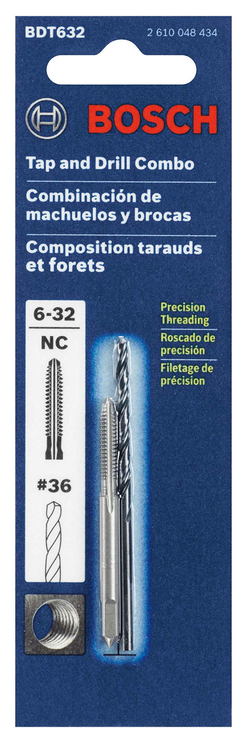 Bosch BDT632 6-32 Plug Tap and No. 36 Drill Bit Combo Set 2 Count (Pack of 1)