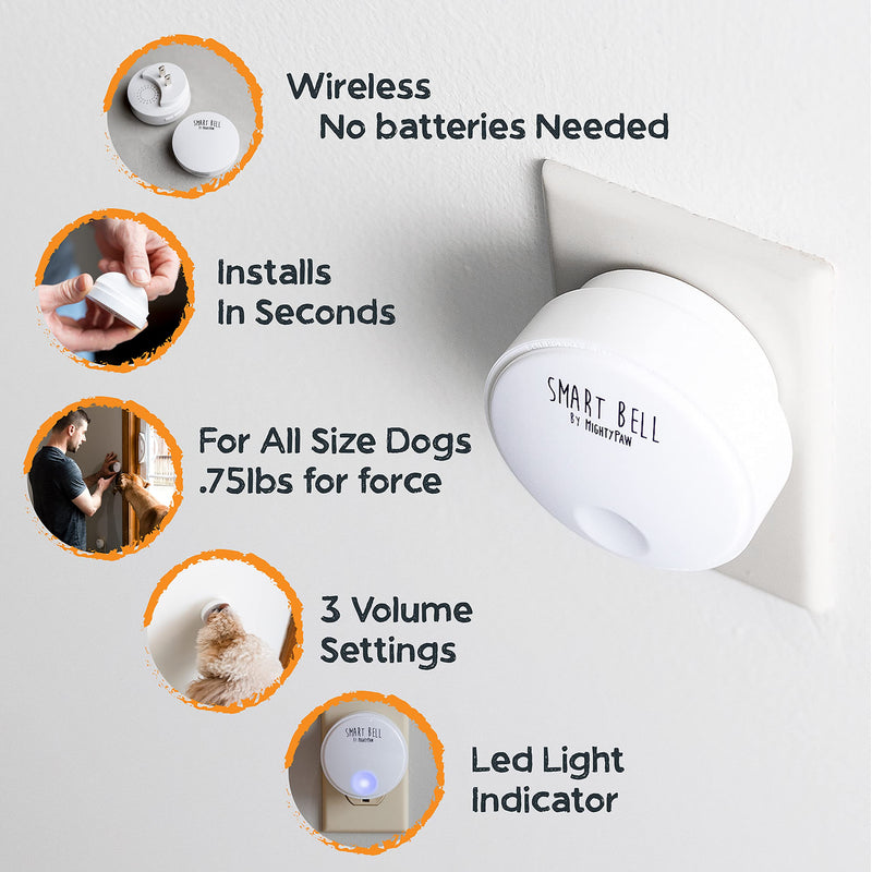 Mighty Paw Smart Bell 2.0 – Potty Training Button for Dogs & Puppies – Train Your Dog to Ring The Bell – Wireless Pet Communication (1 Pack) 1 Activator White