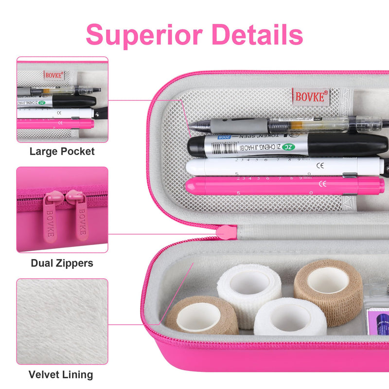 BOVKE 15 Pcs Stethoscope Case Kits Include Supplies, Portable First Aid Kit Bag Contains Stethoscope Case, Penlights, Bandage Wraps, and Other Nursing School Tool Essentials, Raspberry
