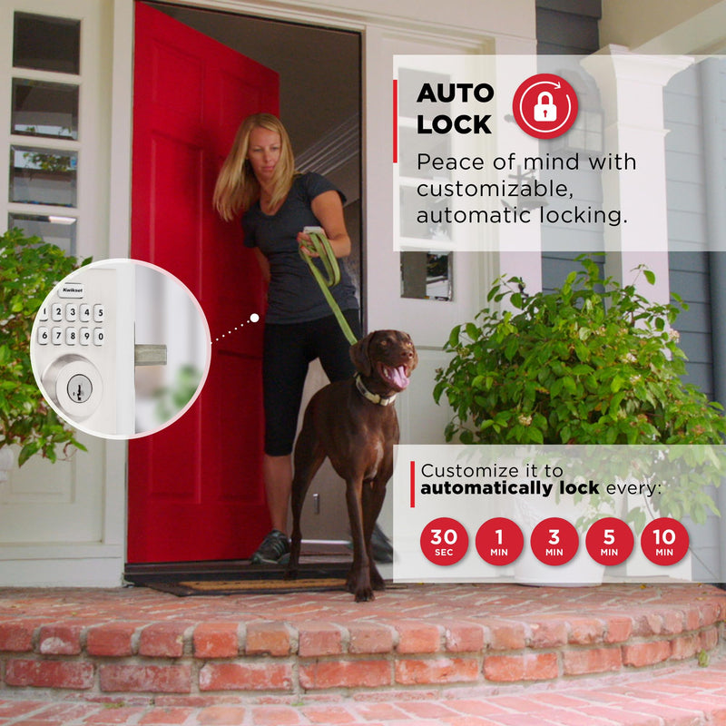 Kwikset Powerbolt 240 5-Button Keypad Satin Nickel Contemporary Electronic Deadbolt Door Lock, Featuring Convenient Keyless Entry, Customizable User Codes and Auto-Locking