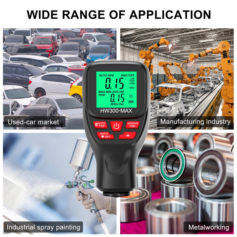 Dpofirs Paint Thickness Gauge, 0 to 2000UM Accuracy Portable Car Coating Thickness Meter, Coating Thickness Gauges, Digital Paint Depth Meter for Automotive Paint Thickness (Black)