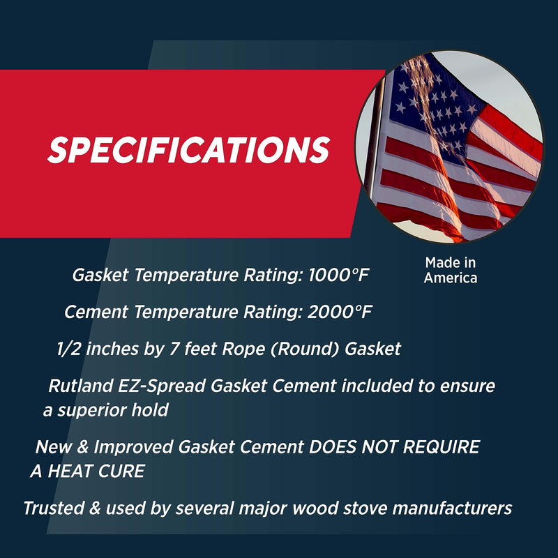 Rutland 96N-6 Grapho-Glas Rope Gasket Replacement Kit, 1/2-Inch by 7-Feet 1/2"X7'