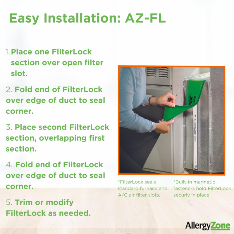 FilterLock Furnace Filter Slot Seal – Magnetic Seal Cover for Any 1” Furnace Filter, Up To 25” Long, Reduce HVAC Air Leaks, Green