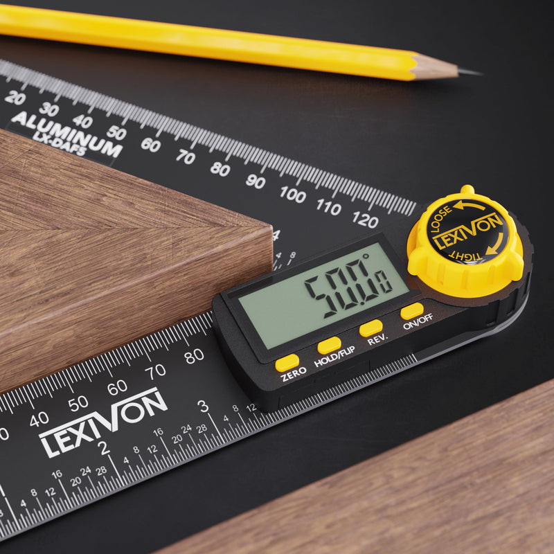 LEXIVON Aluminum Digital Angle Finder Gauge, 7-inch/180mm Multi-Purpose Protractor, Includes XL Display and Rugged Zippered Pouch (LX-DAF7) - NewNest Australia