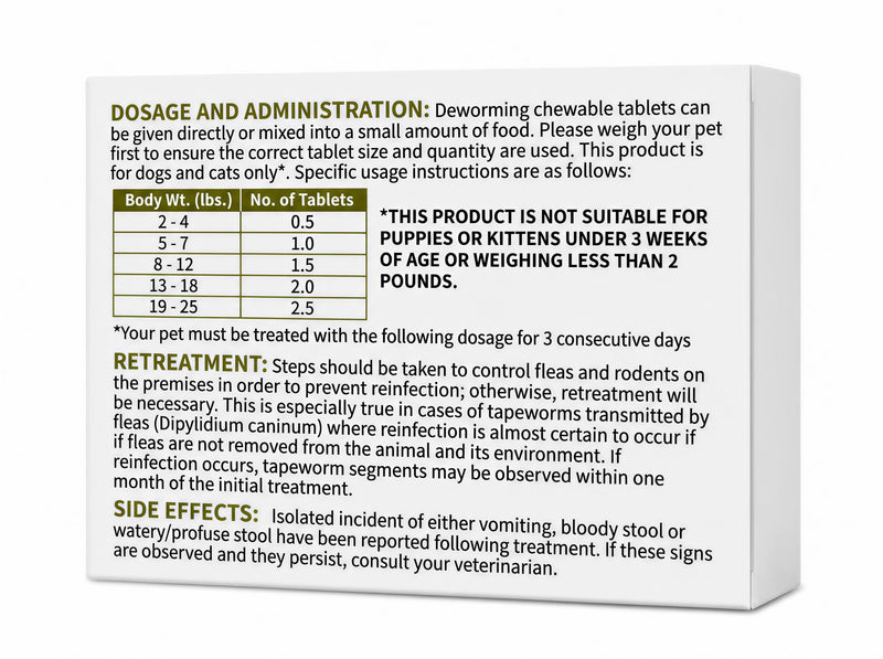 Dewormer for Small Dogs and Cats(2–25 lbs), 10 Dewormer Chewable Tablets with Praziquantel, Pyrantel Pamoate & Febantel, Broad Spectrum Wormer for Tapeworm, Roundworm & Hookworm