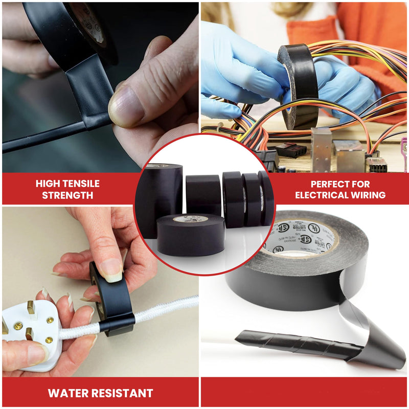 GGR Supplies T.R.U. EL7566-AW Professional Grade Rubber Black PVC Electrical Tape, Rated up to 600 Volts and 176 F - UL/CSA/CE Listed Synthetic: 2 in. x 66 Ft. (8 Mil) 2 in. x 66 ft. (48mm)